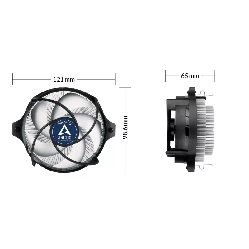 ARCTIC Alpine 23 - Dissipador CPU compacto para AMD Processador Arrefecedor a ar 9 cm Alumínio, Preto 1 unid.