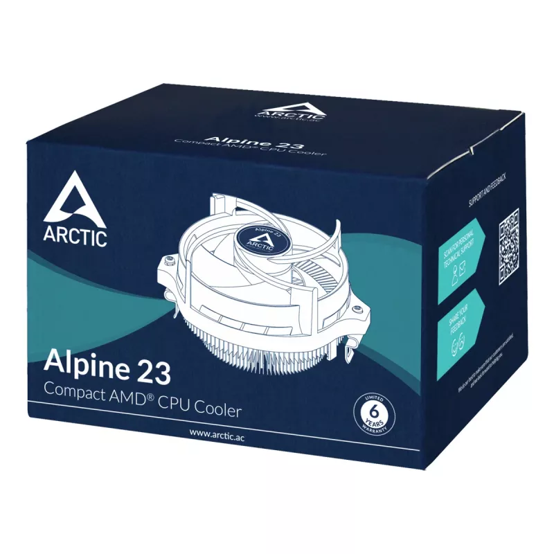 ARCTIC Alpine 23 - Dissipador CPU compacto para AMD Processador Arrefecedor a ar 9 cm Alumínio, Preto 1 unid.