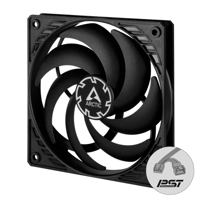 ARCTIC P12 Slim PWM PST Ventoinha de 120 mm otimizada para pressão com cabo Y integrado