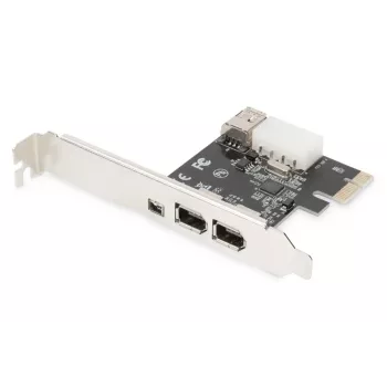 Placa de interface DIGITUS IEEE 1394a, Pci-e, 3 portas, 1x ext. 1394mini, 2x portas ext. 1394a