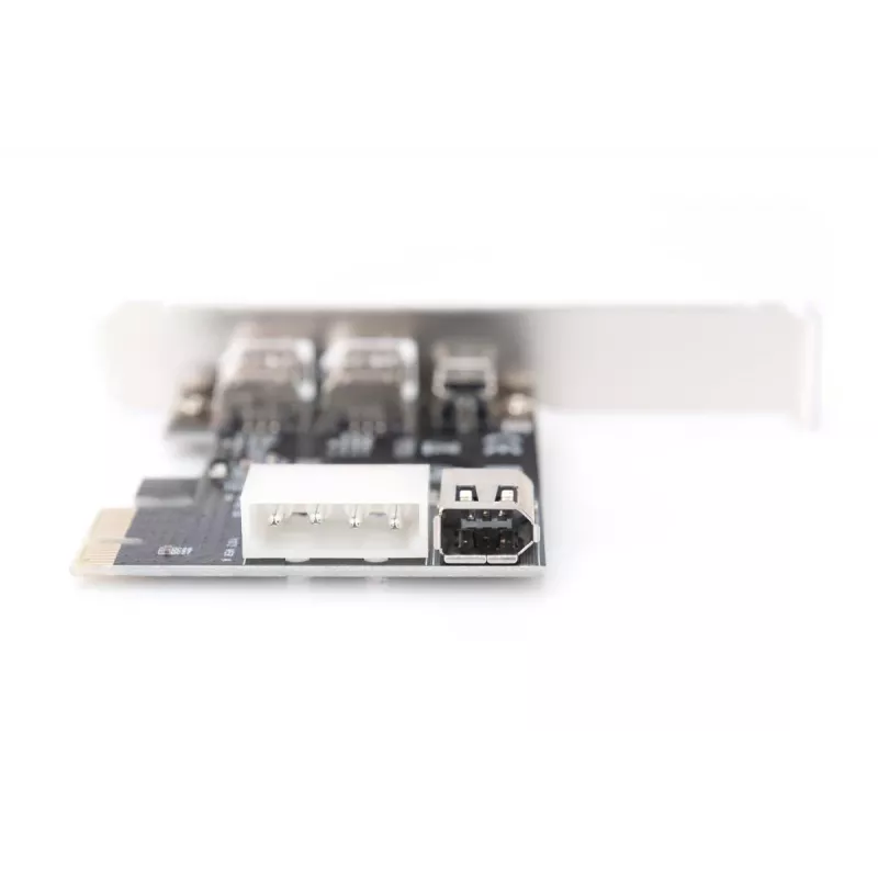 Placa de interface DIGITUS IEEE 1394a, Pci-e, 3 portas, 1x ext. 1394mini, 2x portas ext. 1394a