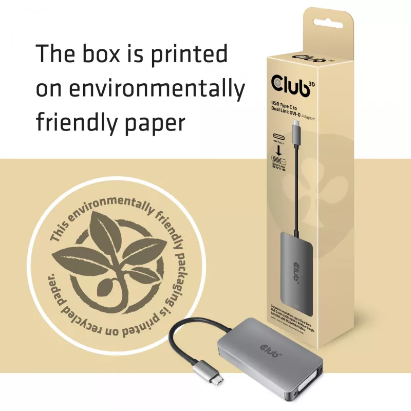 Adaptador ativo CLUB3D USB3.2 Gen1 Type-C para Dual Link DVI-D HDCP OFF M/F para Apple Cinema Displays