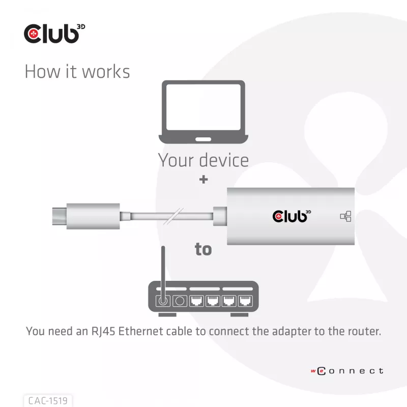 Adaptador USB3.2 Gen1 Type-C para Gigabit Ethernet CLUB3D CAC-1519