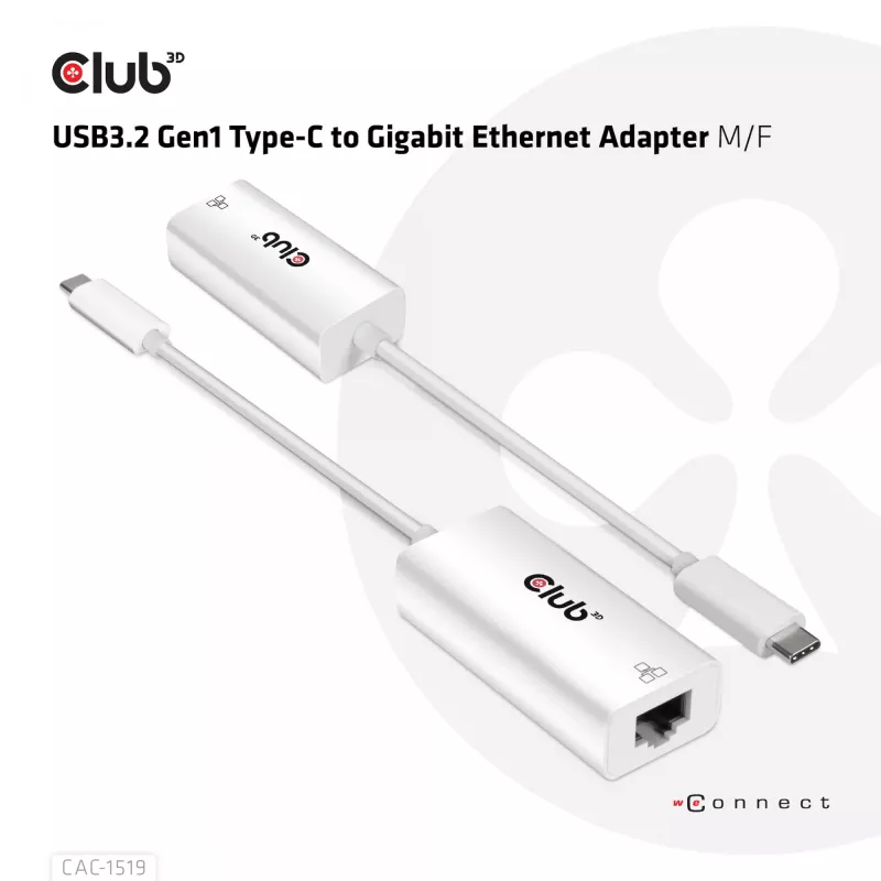 Adaptador USB3.2 Gen1 Type-C para Gigabit Ethernet CLUB3D CAC-1519