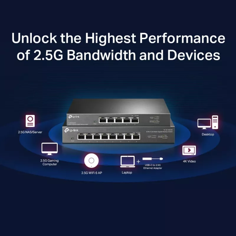 Switch não gerido TP-Link TL-SG105-M2 5 portas 2.5G switch de secretária