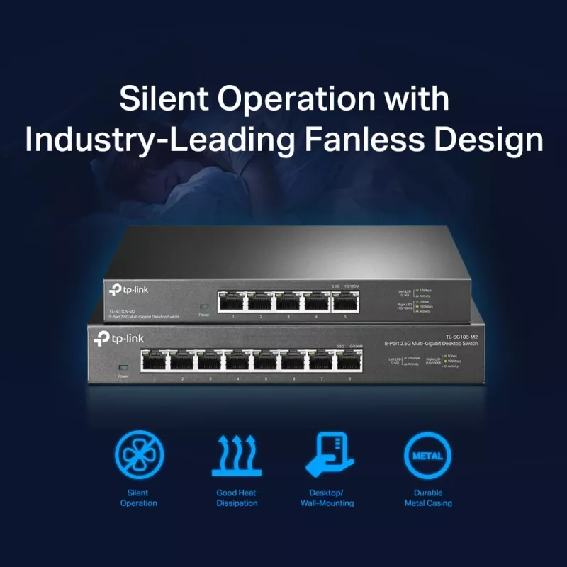Switch não gerido TP-Link TL-SG105-M2 5 portas 2.5G switch de secretária
