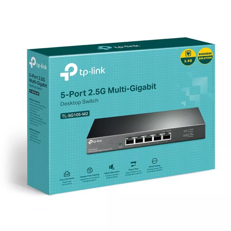 Switch não gerido TP-Link TL-SG105-M2 5 portas 2.5G switch de secretária