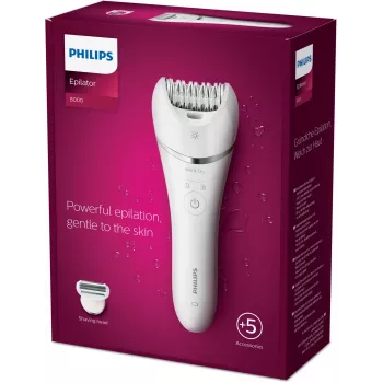Depiladora Philips BRE710/00, depiladora sem fios para uso húmido e seco, 32 discos, 40 min. de autonomia, 2 velocidades, branco
