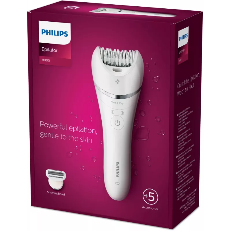 Depiladora Philips BRE710/00, depiladora sem fios para uso húmido e seco, 32 discos, 40 min. de autonomia, 2 velocidades, branco