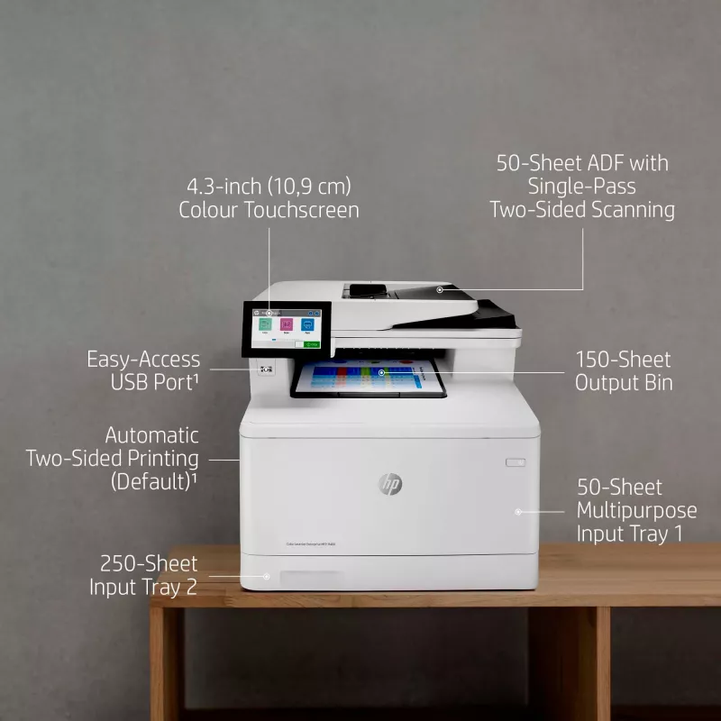 HP LaserJet Enterprise MFP M480f cor, laser, impressão a cores, 600 x 600 DPI, A4, impressão direta, branco, preto