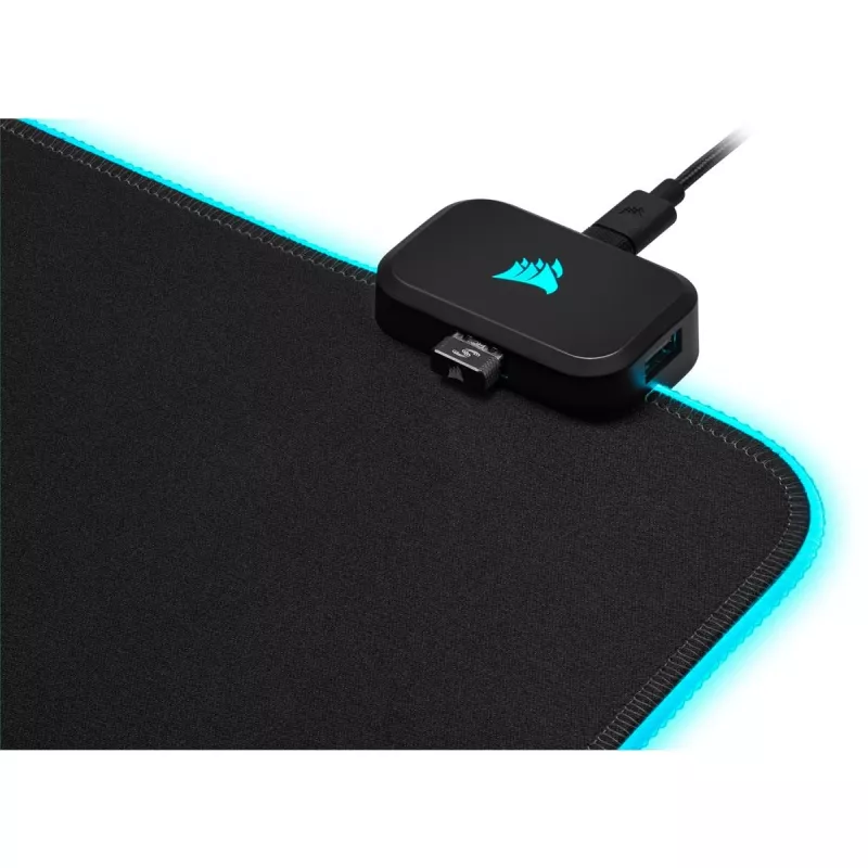 Tapete de rato gaming CORSAIR MM700 RGB — 930×400 mm, 4 mm de espessura, base de borracha, retroiluminação LED alimentada por USB, preto
