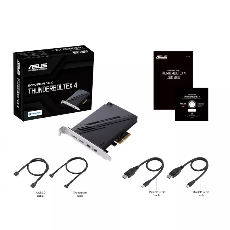 Placa/adaptador de interface ASUS ThunderboltEX 4 interno Mini DisplayPort, PCIe, Thunderbolt, USB 2.0, USB 3.2 Gen 2 (3.1 Gen 2)