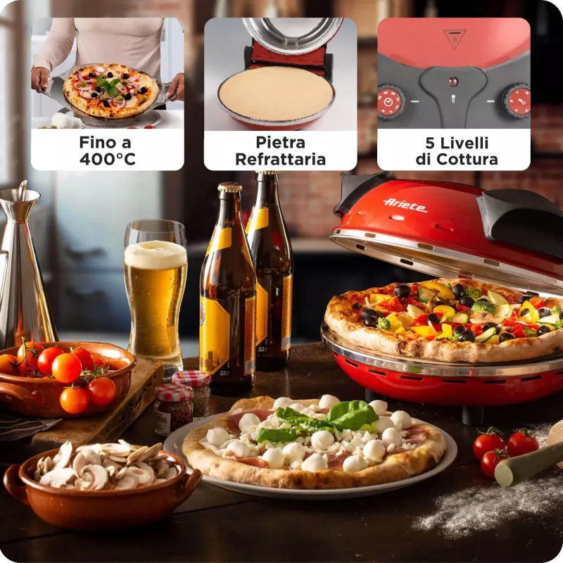 Máquina de pizza Ariete 0909/10 1200 W preto vermelho 1 pizza 33 cm