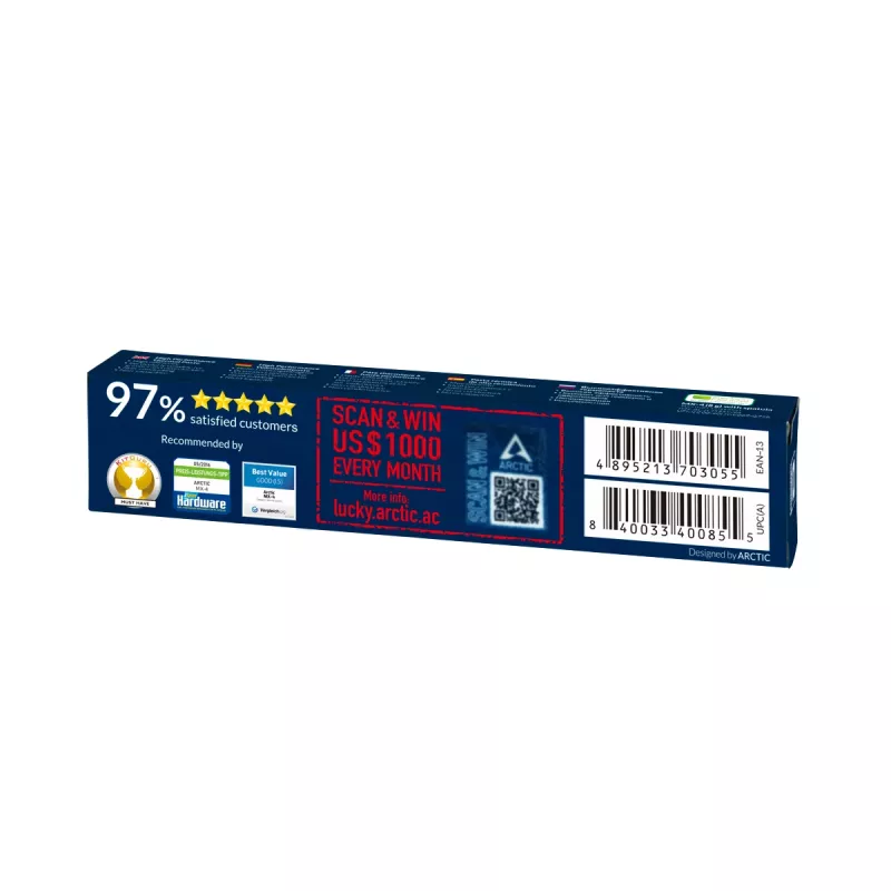 ARCTIC MX-4 composto térmico de alto desempenho, pasta térmica, 2,5 g/cm³, azul, 8 g, 1 unid., 128 mm