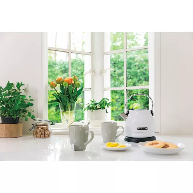 KitchenAid 5KEK1222EWH chaleira elétrica 1.25 L 2200 W preto, aço inoxidável, branco