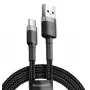 Cabo de carregamento rápido BASEUS Cafule entrançado - USB Type-A para Type-C 2A - 3m - cinzento/preto (nylon)