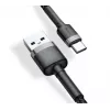 Cabo de carregamento rápido BASEUS Cafule entrançado - USB Type-A para Type-C 2A - 3m - cinzento/preto (nylon)