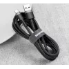 Cabo de carregamento rápido BASEUS Cafule entrançado - USB Type-A para Type-C 2A - 3m - cinzento/preto (nylon)