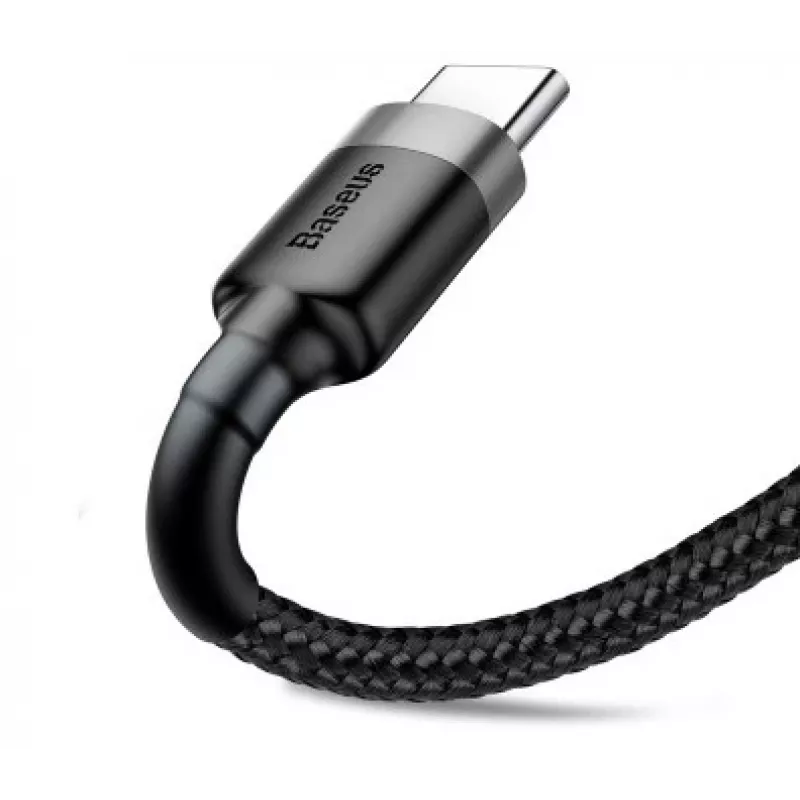 Cabo de carregamento rápido BASEUS Cafule entrançado - USB Type-A para Type-C 2A - 3m - cinzento/preto (nylon)