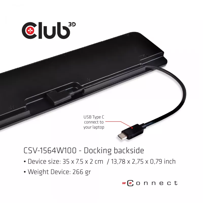 Dock CLUB3D USB Type C 3.2 Gen1 Triple Display Dynamic PD Charging 100W PD carregador