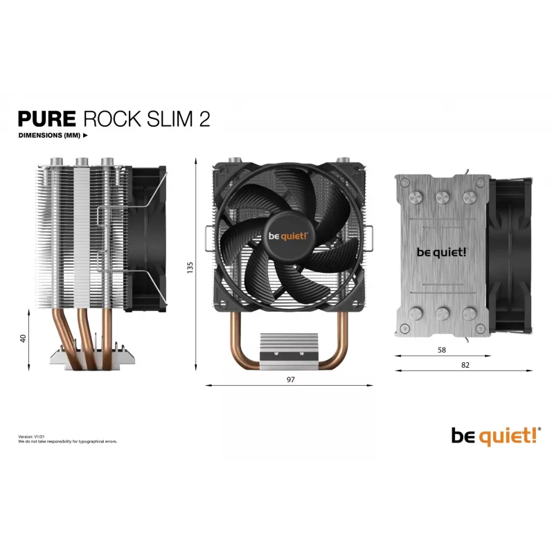Cooler de CPU be quiet! PURE ROCK SLIM 2 9,2 cm prata 1 unidade