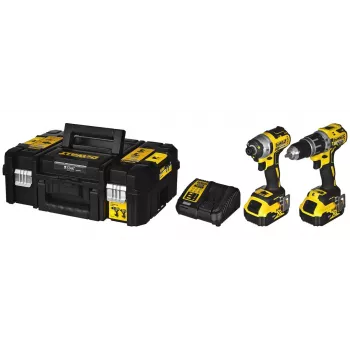Conjunto de ferramentas combinadas a bateria DeWalt DCK266P2T — 18V, 2 baterias de 5.0Ah, aparafusadora de impacto e aparafusadora de impacto com percussão, carregador, mala