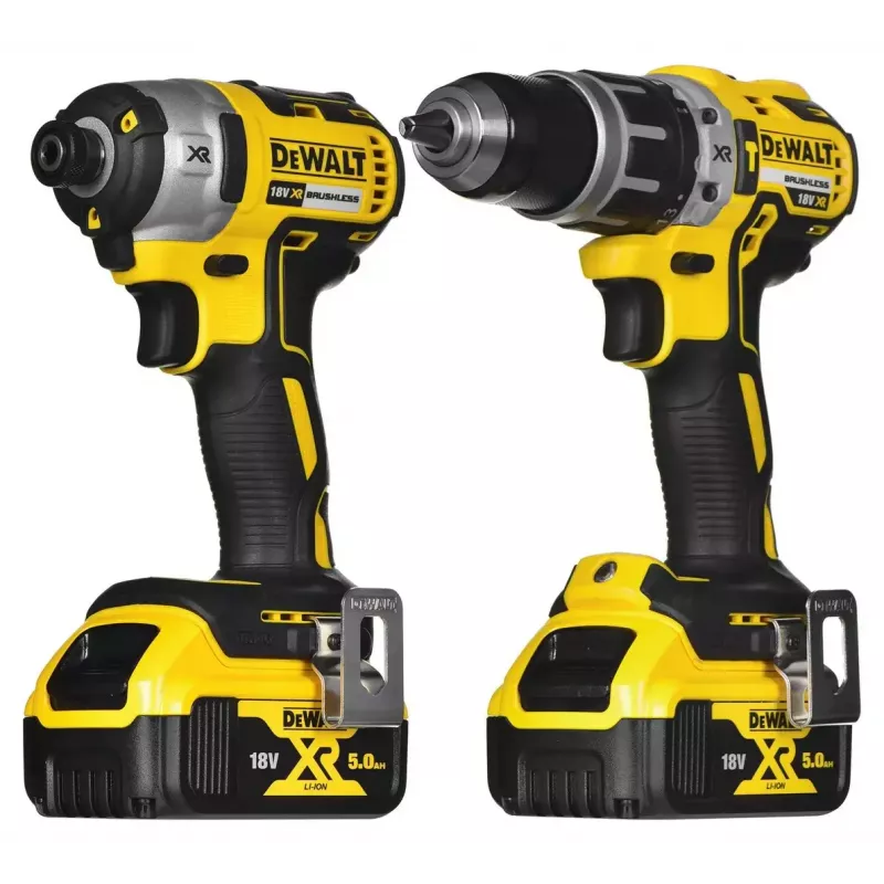 Conjunto de ferramentas combinadas a bateria DeWalt DCK266P2T — 18V, 2 baterias de 5.0Ah, aparafusadora de impacto e aparafusadora de impacto com percussão, carregador, mala