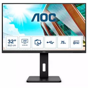 Monitor de computador AOC P2 U32P2 80 cm (31,5 polegadas) 3840 x 2160 píxeis 4K Ultra HD LED preto