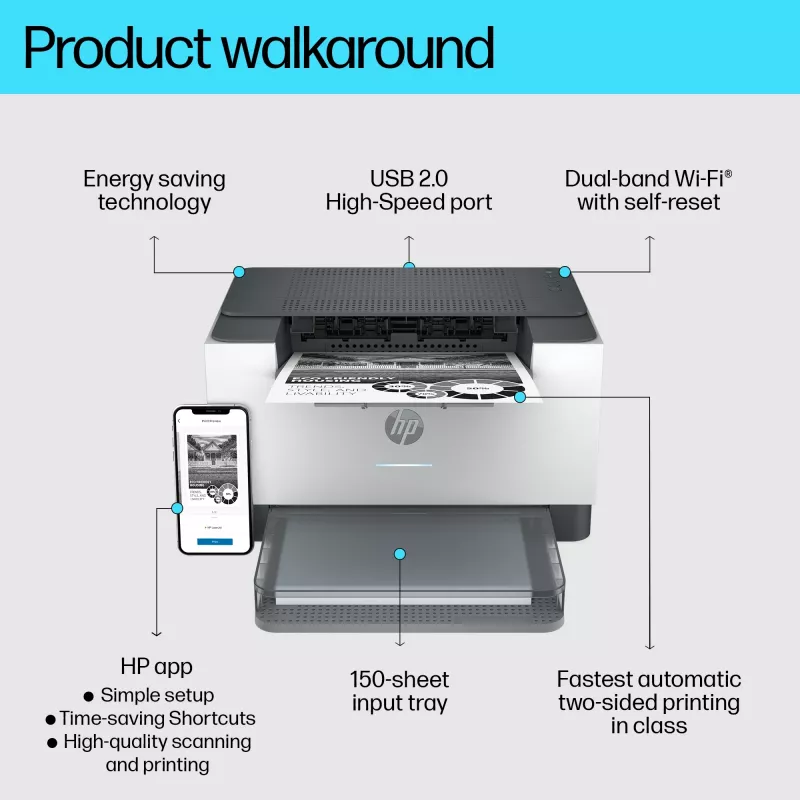 Impressora HP LaserJet M209dw, laser, 600 x 600 DPI, A4, 29 ppm, impressão frente e verso, branca