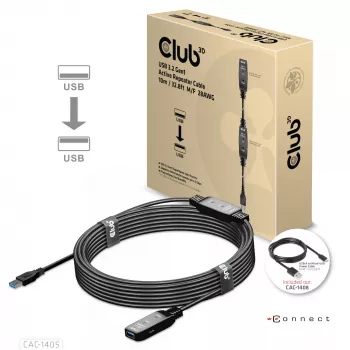 Cabo repetidor ativo CLUB3D USB 3.2 Gen1 10 m / 32.8ft M/F 28AWG