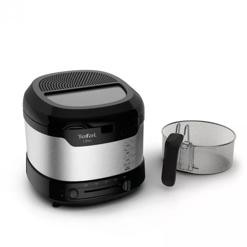 Fritadeira individual Tefal Uno FF215D 1,8 L aparelho de bancada 1600 W fritadeira preta, aço inoxidável