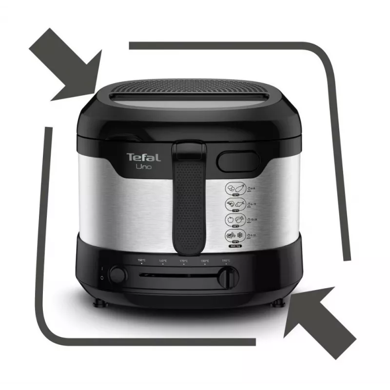 Fritadeira individual Tefal Uno FF215D 1,8 L aparelho de bancada 1600 W fritadeira preta, aço inoxidável