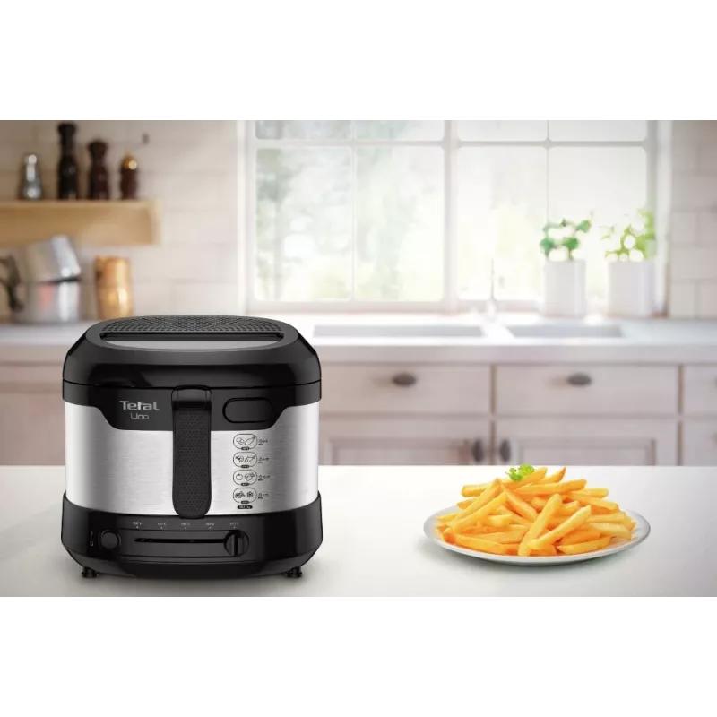 Fritadeira individual Tefal Uno FF215D 1,8 L aparelho de bancada 1600 W fritadeira preta, aço inoxidável