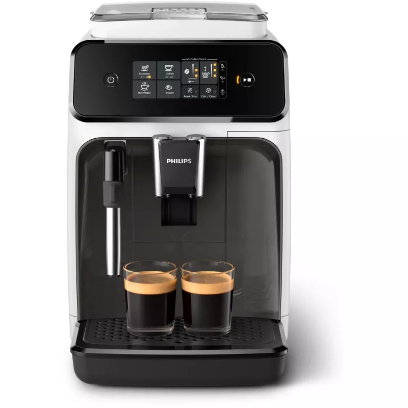 Máquina de café expresso Philips Série 1200 EP1223/00 — depósito de água de 1,8 l, moinho integrado, recipiente de grãos de 275 g, 1500 W, branco
