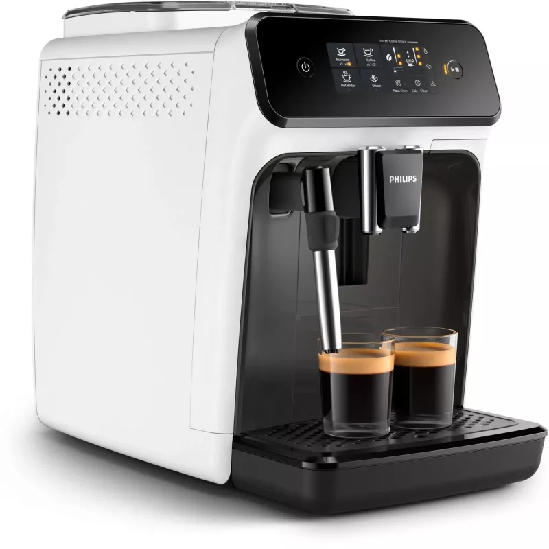 Máquina de café expresso Philips Série 1200 EP1223/00 — depósito de água de 1,8 l, moinho integrado, recipiente de grãos de 275 g, 1500 W, branco