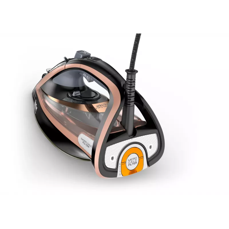 Tefal Ultimate Pure FV9845 ferro a vapor, 3200 W, base Durilium AirGlide Autoclean, 60 g/min de vapor contínuo, 260 g/min de jato de vapor, depósito de 350 ml, vapor vertical, preto/cobre