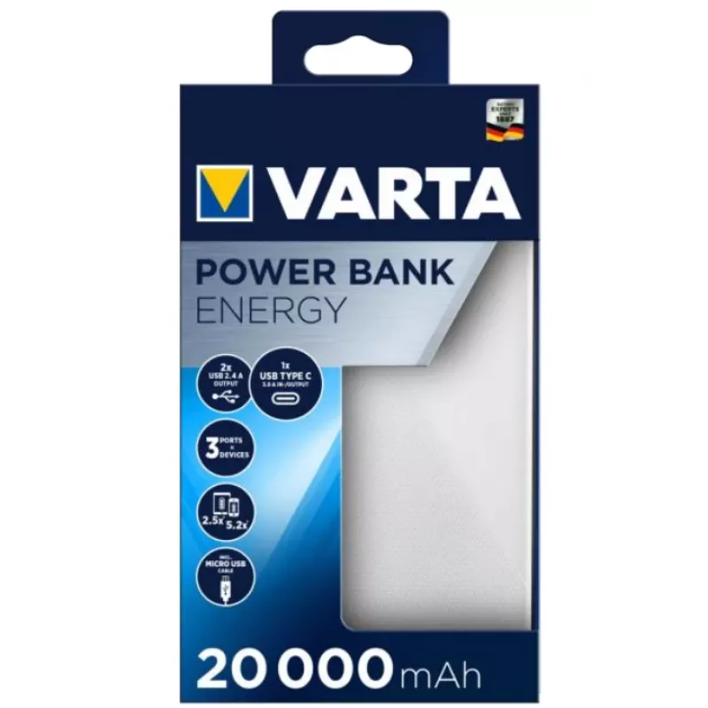 Power bank VARTA Energy 20000 - 20000 mAh - 2 x USB A 1 x USB C