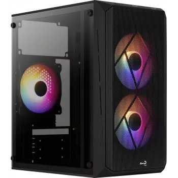 Caixa de PC AEROCOOL CS107V2 Mini Tower — preto, microATX/Mini-ITX, 2 ventoinhas de 120 mm, 1x3,5 polegadas + 2x2,5 polegadas baías