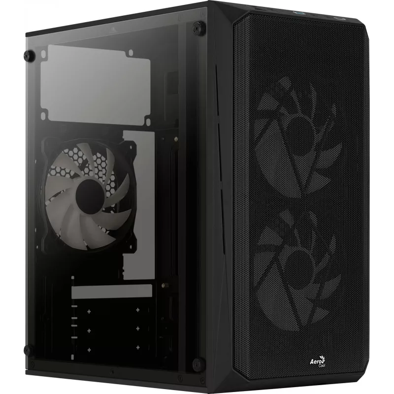 Caixa de PC AEROCOOL CS107V2 Mini Tower — preto, microATX/Mini-ITX, 2 ventoinhas de 120 mm, 1x3,5 polegadas + 2x2,5 polegadas baías