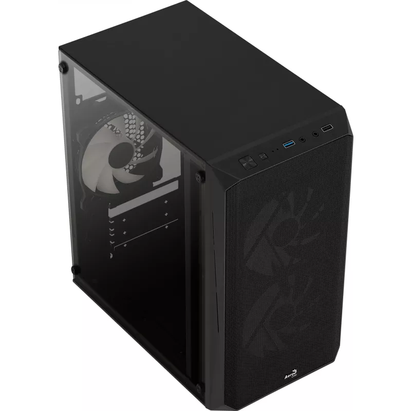 Caixa de PC AEROCOOL CS107V2 Mini Tower — preto, microATX/Mini-ITX, 2 ventoinhas de 120 mm, 1x3,5 polegadas + 2x2,5 polegadas baías