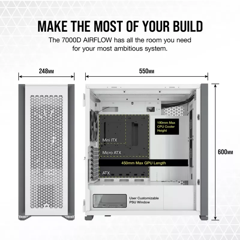 Caixa de PC Corsair 7000D AIRFLOW Full Tower branco