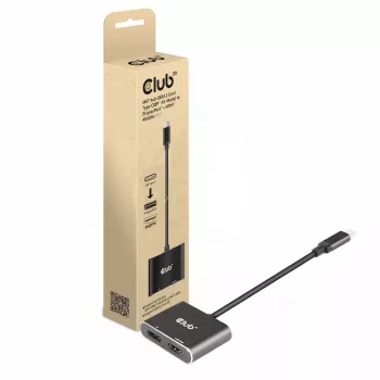 Hub MST CLUB3D USB3.2 Gen2 Type-C (DP Alt-Mode) para DisplayPort + HDMI 4K60Hz M/F