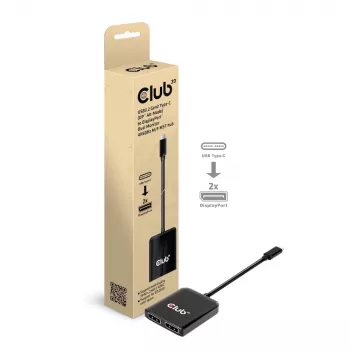 Hub MST CLUB3D USB3.2 Gen2 Type-C (DP™ Alt-Mode) para DisplayPort™ monitor duplo 4K60Hz M/F