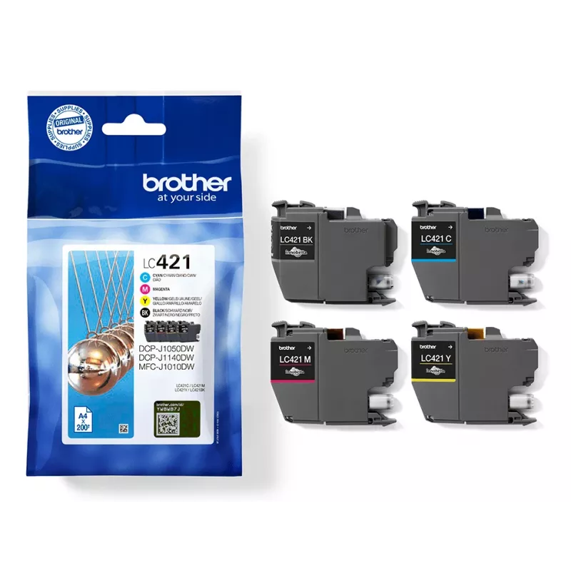 Tinteiro original Brother LC421VALDR 4 unid. preto, ciano, magenta, amarelo