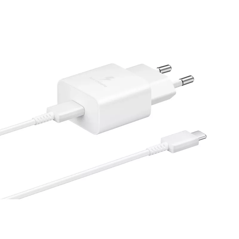 Carregador rápido AC de interior Samsung EP-T1510XWEGEU, USB-C 1 porta, 5–9 V, cabo de 1 m, branco