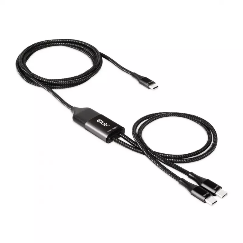 CLUB3D USB Type-C, cabo de carregamento em Y para 2x USB Type-C, máx. 100W, 1,83m/6ft M/M