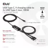 CLUB3D USB Type-C, cabo de carregamento em Y para 2x USB Type-C, máx. 100W, 1,83m/6ft M/M