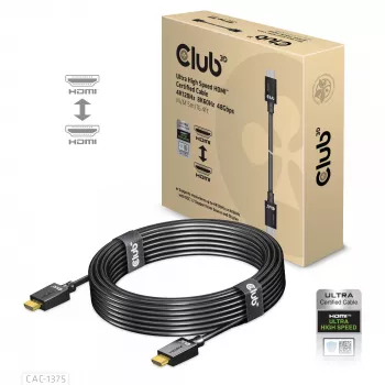 Cabo Certificado HDMI™ Ultra High Speed CLUB3D 4K120Hz 8K60Hz 48Gbps M/M 5m/16.4ft