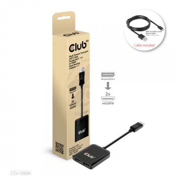 CLUB3D Multi Stream Transport (MST) Hub DisplayPort 1.4 para HDMI monitor duplo 4K60Hz M/F