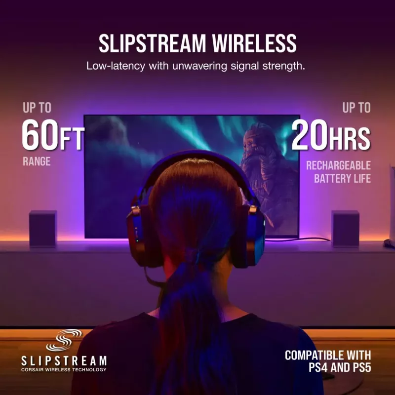 Auscultadores gaming CORSAIR HS80 - Wireless - Carbon